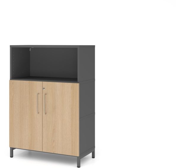 Étagère avec 2 portes et socle en acier - 3 niveaux - Hammerbacher