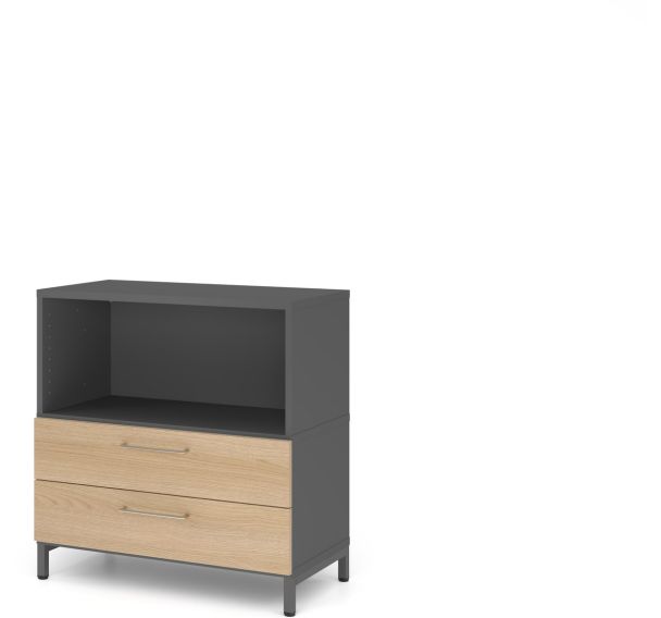 Étagère avec 2 tiroirs et socle en acier - 2 niveaux - Hammerbacher