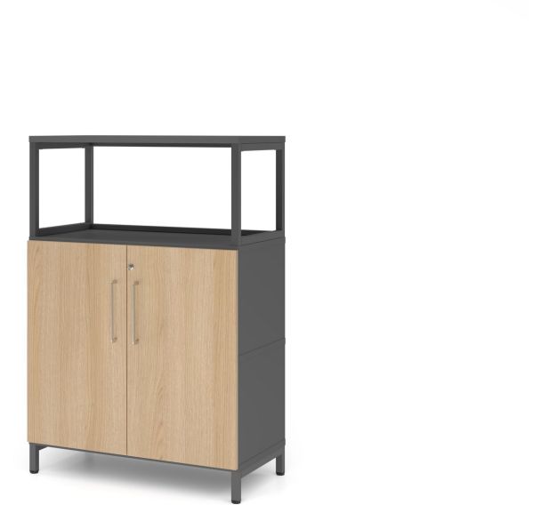 Étagère cadre ouvert avec socle et portes - 3 niveaux - Hammerbacher