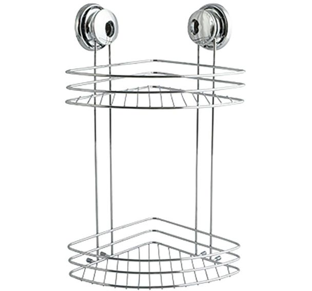 Etagère d'angle 2 niveaux ventouse chrome