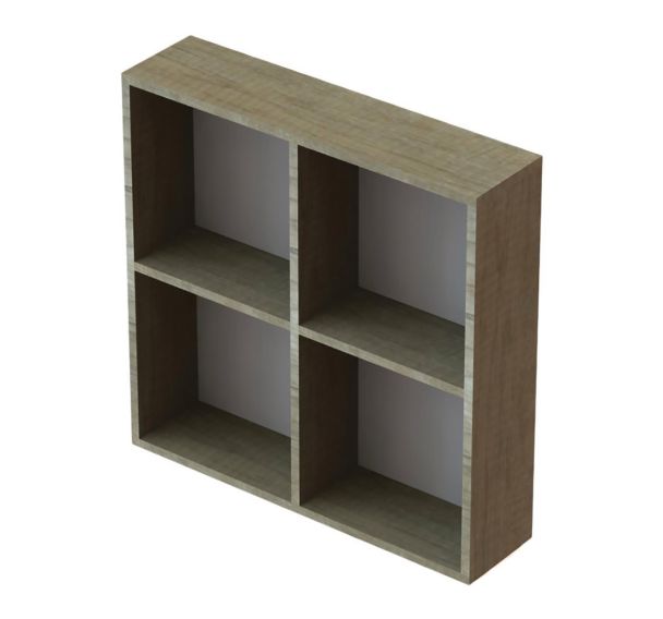 Etagère murale Quiétub 4 cases Tabac/Gris