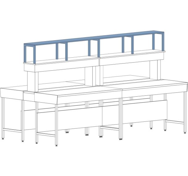 Étagère réhausse de caisson central - 320 x 400 mm - Asem