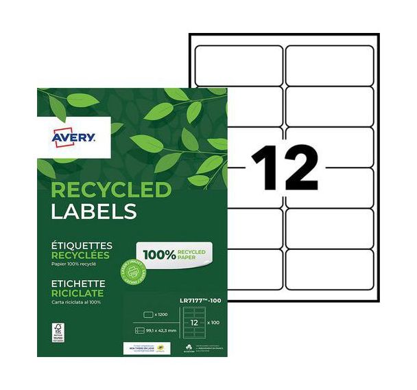 Etiquette Blanche Laser Recyclée - Avery