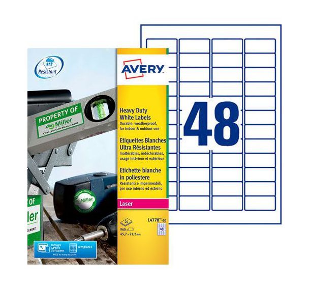 Étiquette autocollante ultra-résistante blanche - Impression Laser