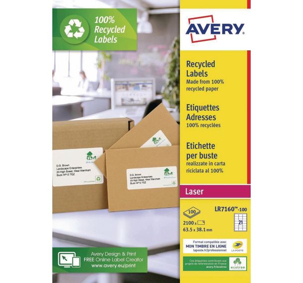 Étiquette recyclée Avery - Impression laser - Avery