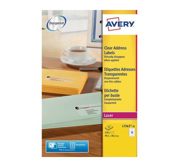 Étiquette transparente Avery - Impression Laser