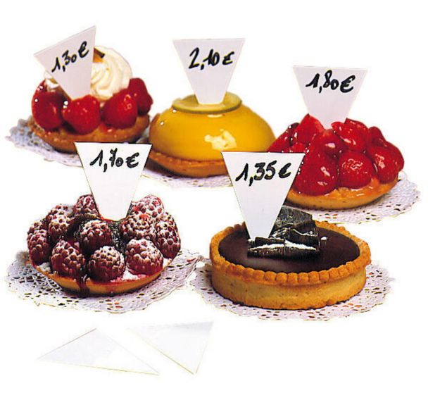 Étiquette triangle blanc - Lot de 100 - 4,5x6 cm