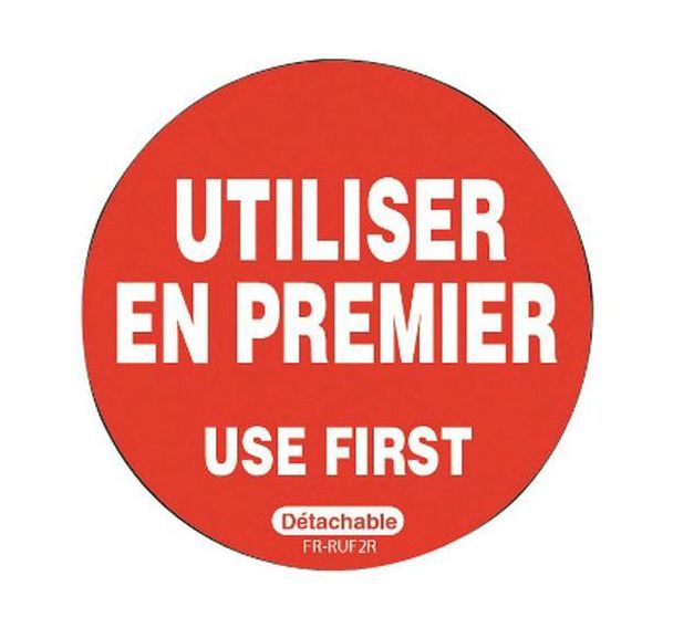 Etiquettes ''a utiliser en premier'' rouge