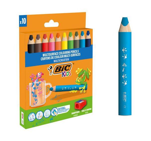 Etui 10 crayons de couleurs triangulaires 3 en 1
