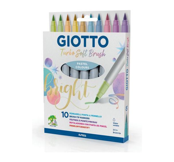 Etui 10 feutres pinceaux couleurs pastels