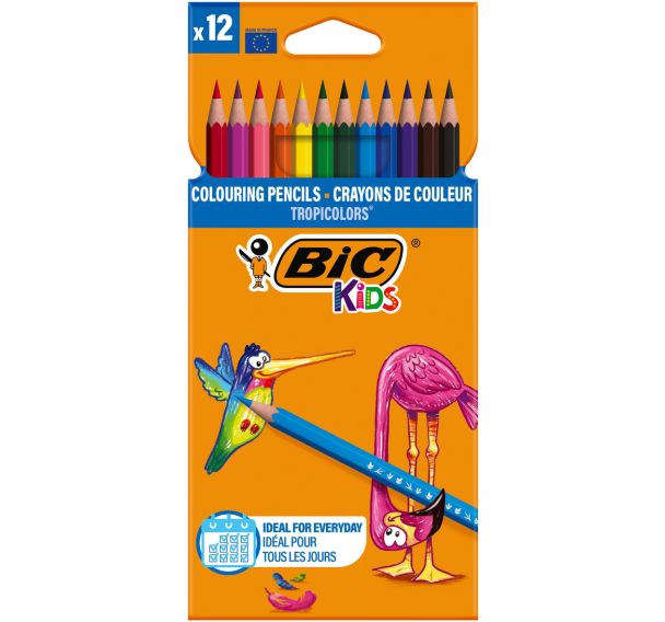 Etui 12 crayons 17,5 cm Tropicolor Bic