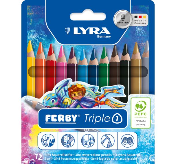 Etui 12 crayons Triple One triangulaire Ferby Ø mine 6,25 mm