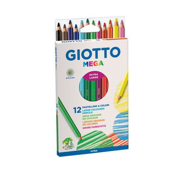 Etui 12 crayons de couleurs Giotto Méga mine Ø 5,5 mm