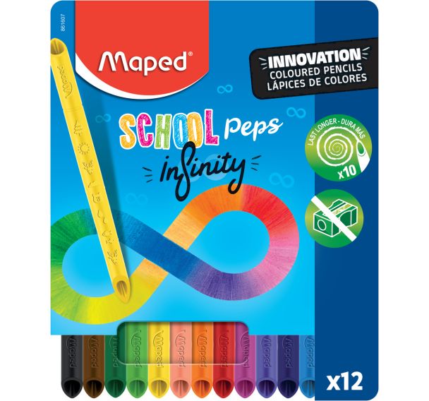 Etui 12 crayons de couleurs SCHOOL'PEPS INFINITY sans déchet
