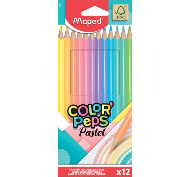 Étui 12 crayons de couleurs pastel assorties