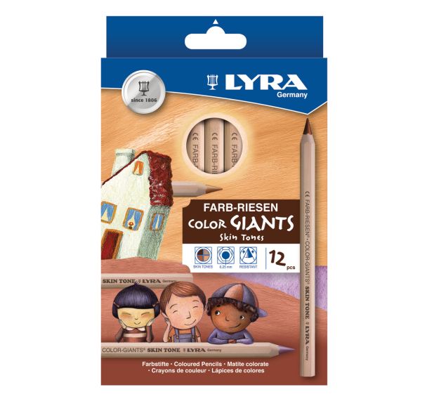 Etui 12 crayons géants couleurs Lyra couleurs de peau