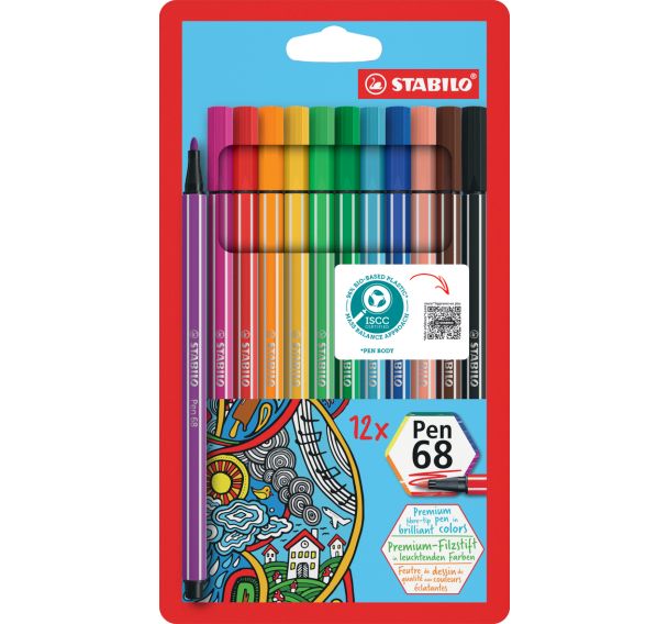 Etui 12 feutres Pen 68 Stabilo