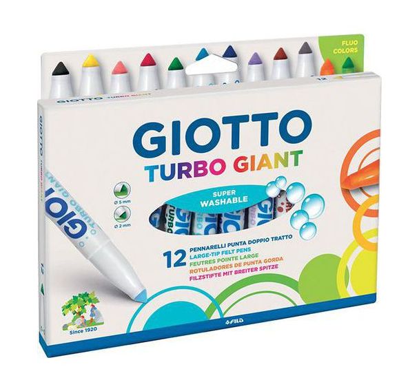 Etui 12 feutres pointe extra large turbo Giant Omyacolor Giotto
