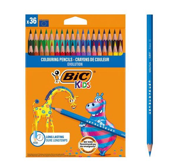 Etui 36 crayons couleurs ass. BIC Kids Evolution Ecolutions