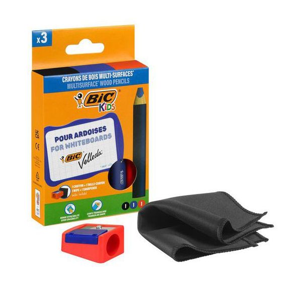 Etui 3 crayons marqueurs effaçables à sec triangulaires