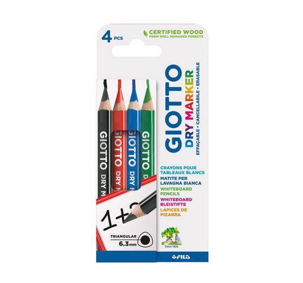 Etui 4 crayons Giotto Dry Marker couleurs assorties