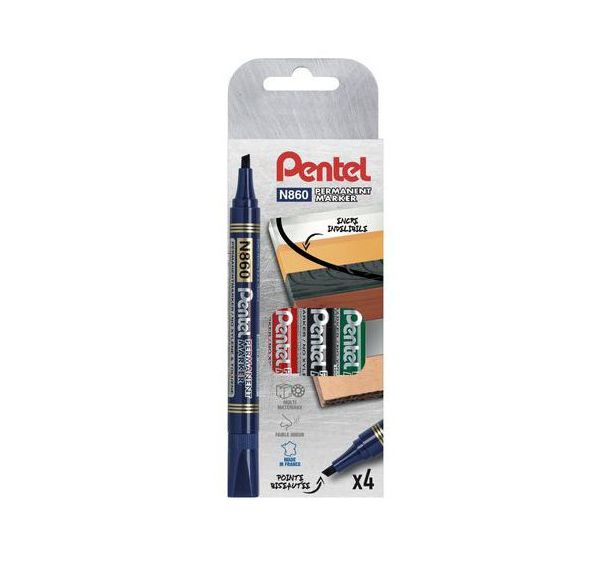 Etui 4 marqueurs pointe biseautée Pentel N860