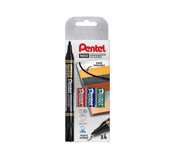 Etui 4 marqueurs pointe ogive Pentel N850