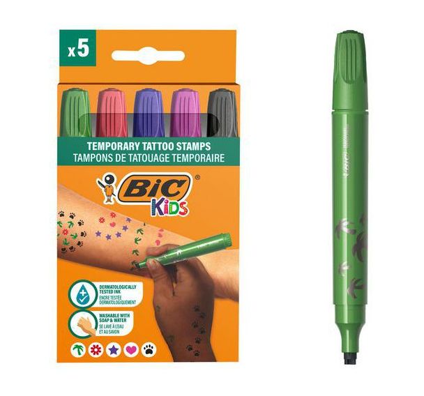 Etui 5 feutres tampon tatouage à l'eau