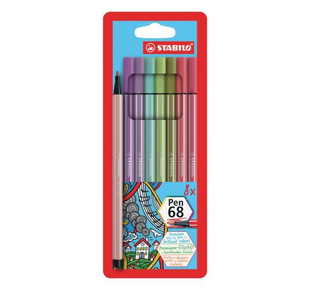 Etui 8 feutres Pen 68 couleurs ''cocooning''