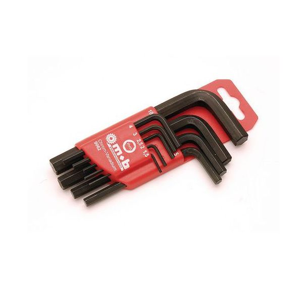 Etui 9 clés mâles hexa courte noir crv non brochable