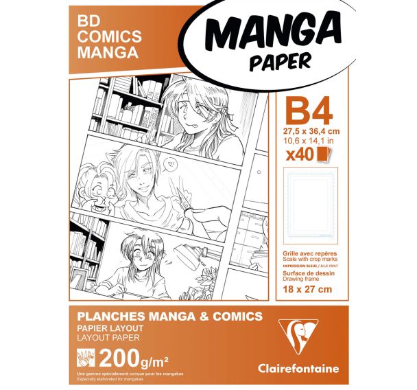 Etui Manga Planches 200g grille simple - Clairefontaine