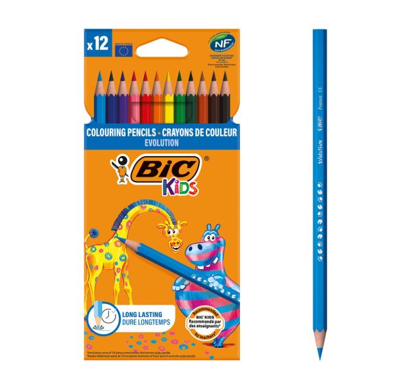 Etui carton 12 Crayons de couleur BIC KIDS Evolution Ecolutions
