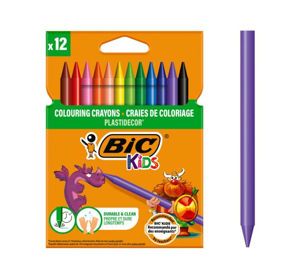 Etui carton 12 craies 12 cm Plastidecor bic