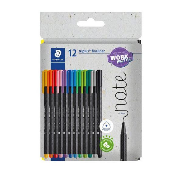 Etui carton 12 feutres triplus® fineliner 334 assortis