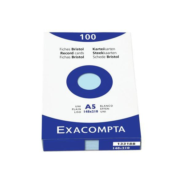 Étui de 100 fiches - bristol uni non perforé 148x210mm