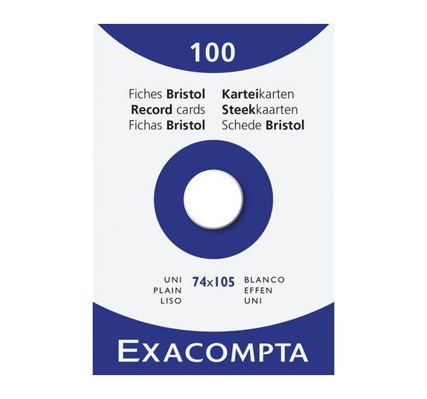 Étui de 100 fiches bristol uni non perforé - Exacompta