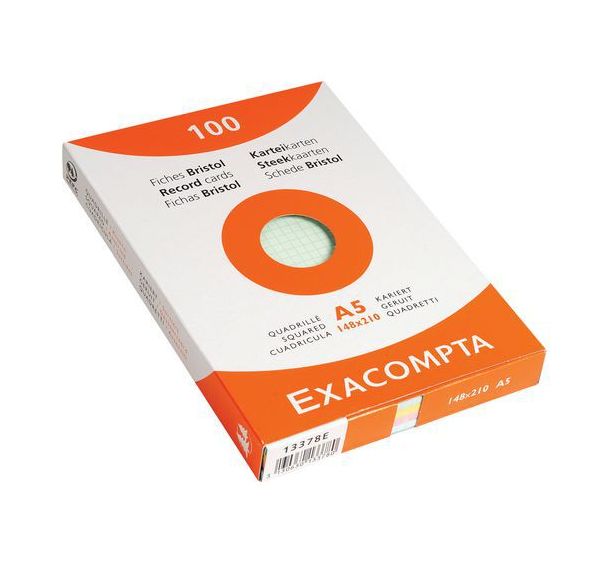 Étui de 100 fiches quadrillé 5x5 non perforé 148x210mm
