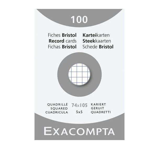 Étui de 100 fiches quadrillées - Exacompta