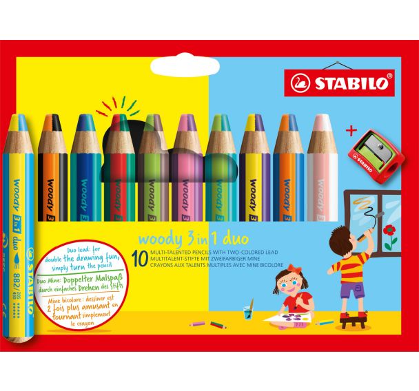 Etui de 10 crayons multi-talents STABILO woody 3 in 1 duo