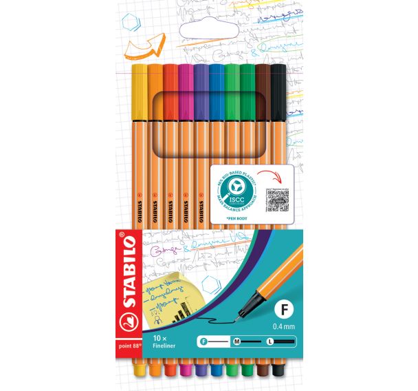 Etui de 10 stylos-feutres STABILO point 88 coloris standard
