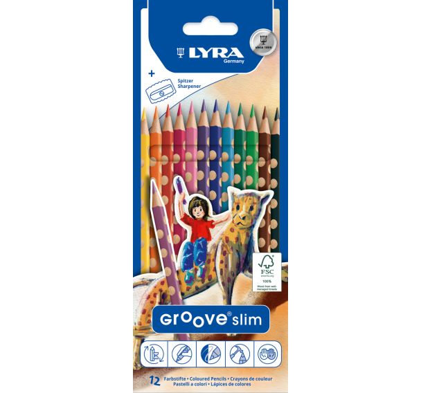 Etui de 12 crayons couleurs Groove Slim triangulaire