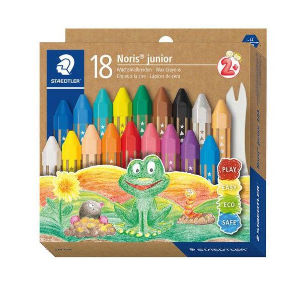 Etui de 18 craies à la cire couleurs assorties