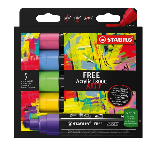 Etui de 5 feutres STABILO FREE acrylique - Set Seaside