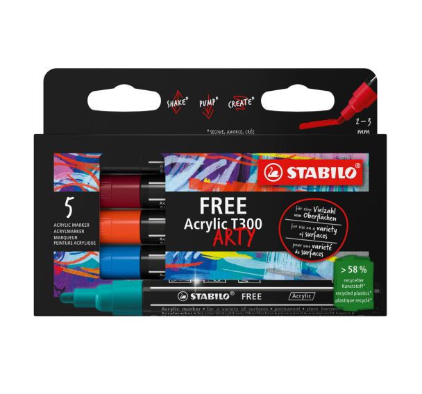 Etui de 5 feutres STABILO FREE acrylique - Set Urban