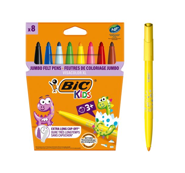 Etui de 8 feutres grosse pointe Visacolor Bic
