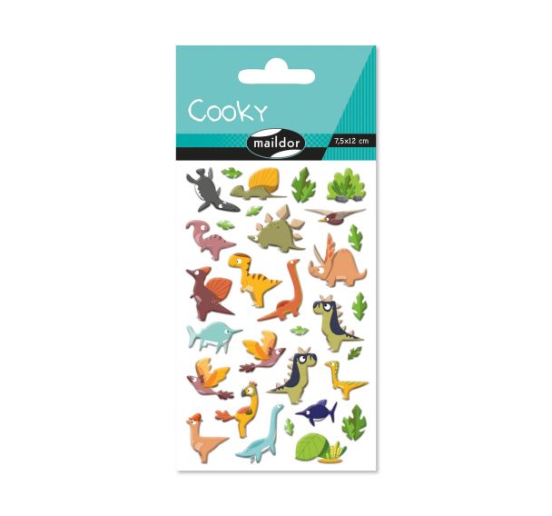 Etui stickers 3d cooky 1 planche dinosaures - Maildor