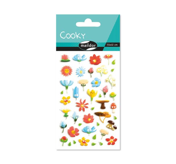 Etui stickers 3d cooky 1 planche fleurs - Maildor