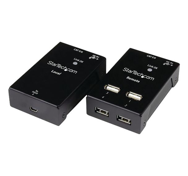 Extendeur USB 2.0 sur Cat5/Cat6 à 4 ports-Prolongateur USB sur Ethernet RJ45