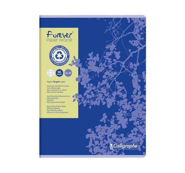 FOREVER, Cahier piqué 24x32 96p séyès 70g recyclé