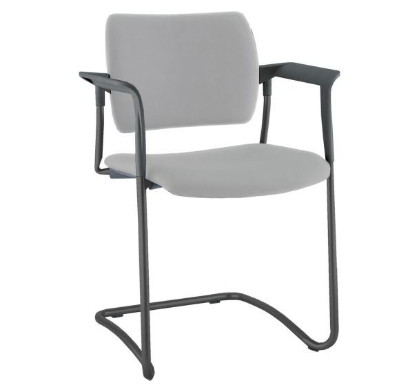 Fauteuil Amets luge noir assise/dos tissu gris